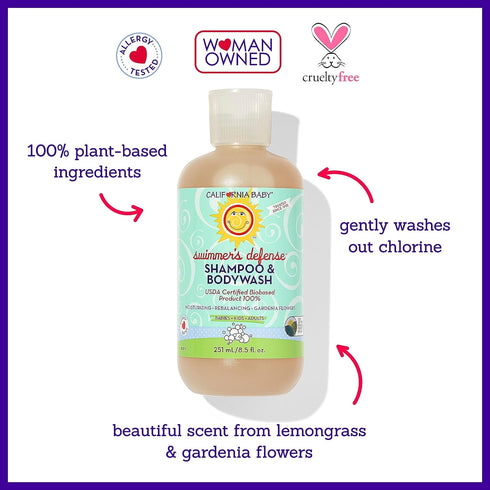 California Baby Swimmer's Defense | Moisturizing After Swim Shampoo For Kids | 100% Plant-Based | Allergy Friendly | 251 mL / 8.5 fl. oz....