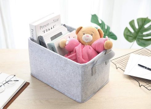 Collapsible Storage Basket with Carry Handles Felt Fabric Storage Bin Durable Organizer for Gift Toys Shoes Clothes Towels Nursery Home Laundry Of...