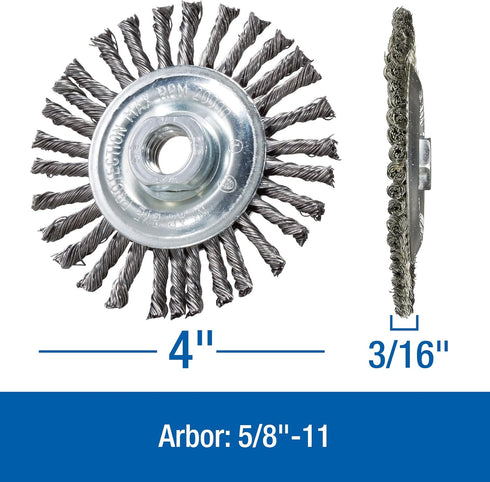 Mercer Industries 186010 - 4" x 3/16" x 5/8"-11 Stringer Bead Wire Wheel, .020 Carbon Steel Wire (with metric adapters)...