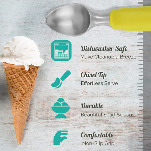 Rockland Guard Ice Cream Scoop with Chisel-Shaped Tip, Non-Slip Easy to Grip Handle, Solid Stainless Steel for Hard or Soft Ice Cream - Dishwasher...