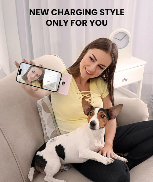 Pink Small Portable Charger for iPhone,5000mAh Lightweight Battery Pack with Metal Stand/LED Flashlight Mini Power Bank Battery Charge for iPhone ...