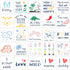 25 Pack Stencils for Baby Shower?Mixed Animals Pattern Painting Stencils Baby Shower Onesie Decorating Reusable Templates for Painting on Fabric B...