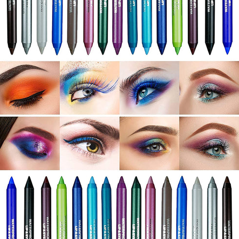 15 Colors Eyeliner Pen Set, Eyeliner Pencil Set, Waterproof Colorful Eyeliner Kit Long Lasting Eyeshadow Pencil Professinal Eye Makeup Set Pearl E...