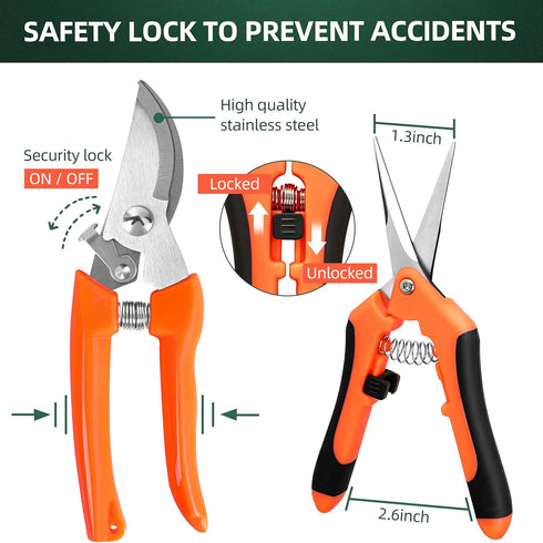 2 PCS Garden Pruning Shears, Pruning Shears for Gardening, Stainless Steel Garden Shears, Gardening Shears, Gardening Scissors, Garden Tools...