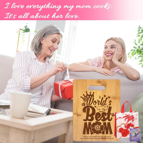 Gifts for Mom, Best Mom Birthday Gifts - Personalized Engraved Bamboo Cutting Board - Unique Mothers Day or Christmas Gift for Mom from Daughter S...