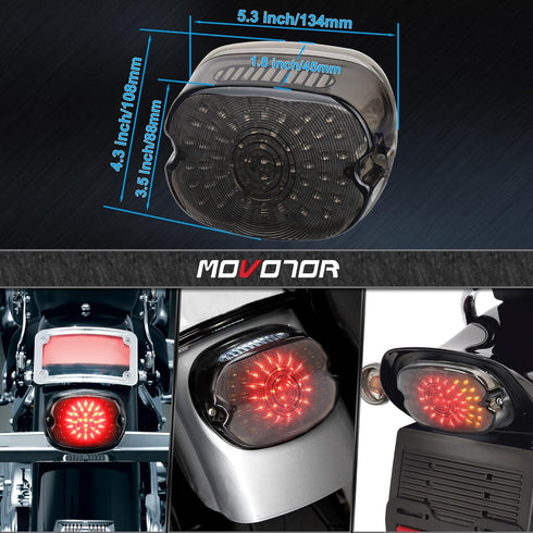 Led Tail Light LED Brake Turn Signal Rear Light Low Profile Smoked Taillights Compatible with Harley Davidson Dyna Sportster 883 1200 Road King...