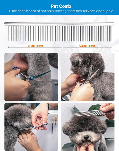 Dog Grooming Scissors with Safety Round Tips?Professional 5 in 1 Dog Grooming Kit ?Dog Scissors for Grooming Sharp and Durable, DGS001...