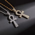 TOPGRILLZ Ankh Cross Necklace for Women Gold Cross Necklace for Men Rope Pendant Necklace Iced out 14K Gold Plated 24 Stainless Steel Chain Birthd...