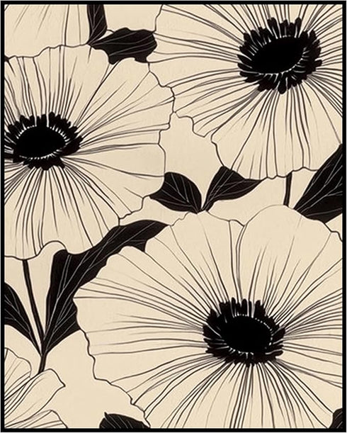 Posterizer 1 pcs-minimalist floral design-black and white chic art work 2-Floral & Botanical Art-Collectibles & Fine Art- Gift for Men Women Entre...