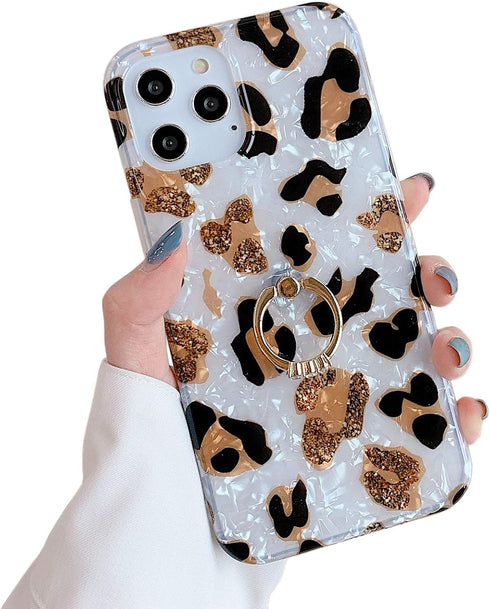 Qokey Compatible with iPhone 12/12 Pro Case 6.1 Inch 2020 for Men Women Girls - 360 Degree Rotating Ring Kickstand, Soft TPU Shockproof Cover, Bro...