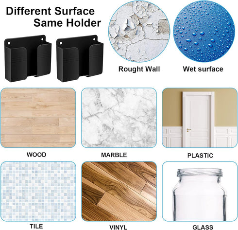 8 Pieces Wall Mount Phone Holder Adhesive Remote Control Storage Box Wall Mount Charging Phone Stand Holder Adhesive Non Slip Media Organizer Stor...