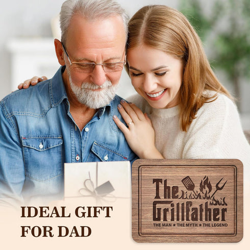 The Grillfather Walnut Cutting Board, Gifts for Dad Ideas, Cool Kitchen Gifts for BBQ, Grill Masters, Birthday Fathers Day Christmas Gifts for Men...