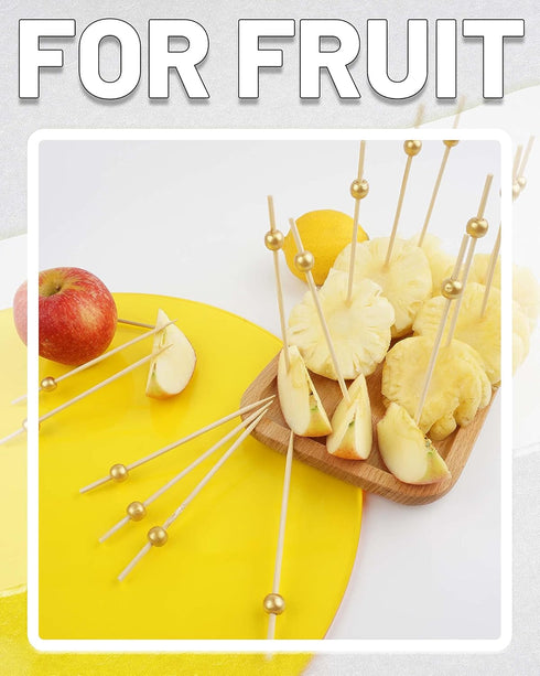 DF DUALFERV 200PCS Gold Bamboo Appetizer Picks, 4.7 Inch...