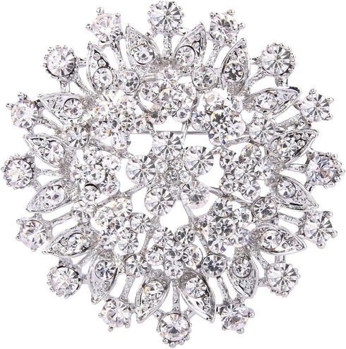 EVER FAITH Women's Austrian Crystal Elegant Flower Leaf Bridal Corsage Brooch Pin...
