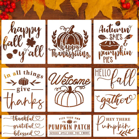 Large Fall Stencils 12” Fall Stencil Happy Thanksgiving Stencils Pumpkin Stencil for Painting on Wood Give Thanks Templates...