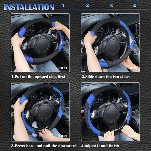 CAR PASS Line Rider Microfiber Leather Sporty Steering Wheel Cover Universal Fits for 95% Truck,SUV,Cars,14.5-15inch Anti-Slip Safety Comfortable ...