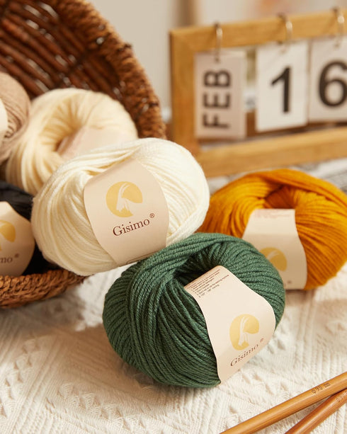100% Merino Wool Yarn, 6-Ply Luxurious and Soft Yarn for Hand Knitting & Crocheting, 1.76 OZ/50g, 127 yds/116 Meters (Black, 3 Balls)...