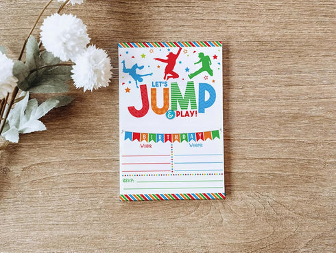 Your Main Event Prints Boy Bounce House Birthday Invitation - Trampoline Jump Birthday Invite - Trampoline Birthday Party - 20 Fill-In Invitations...