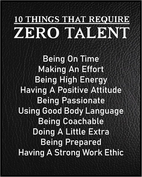Posterizer 1 pcs-10 Things That Require Zero Talent-Motivational & Inspirational Art-Gift for Men Women Entrepreneur Teens - Decor for Home & Offi...