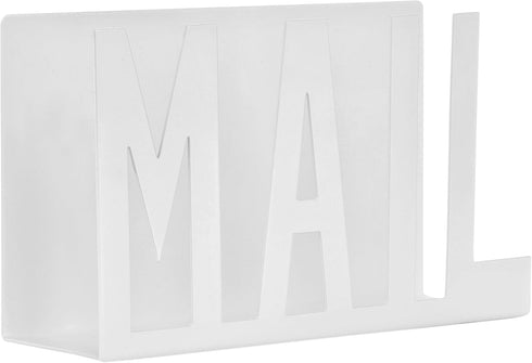 MyGift Modern White Metal Mail Holder Countertop Organizer with Cutout MAIL Lettering Design, Office Desktop Envelope and Document Storage Rack...