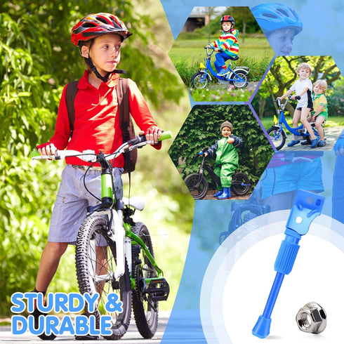 Kids Bike Kickstand for 16 Inch Wheel Children's Bicycle Single-Side Kick Stand Rear Mount Bikes Support Racks Blue for Girls and Boys Bike...