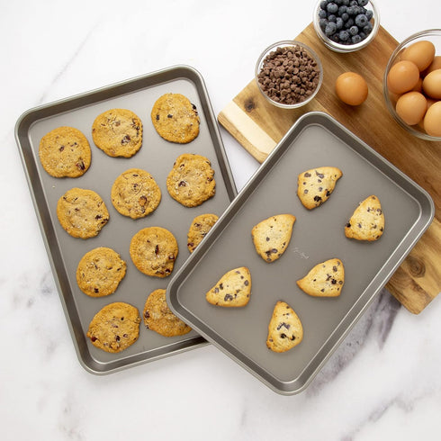 Goodful Nonstick Cookie Baking Sheet Set, Heavy Duty Carbon Steel with Quick Release Coating, Made without PFOA, Dishwasher Safe, 2-Pack Bakeware ...