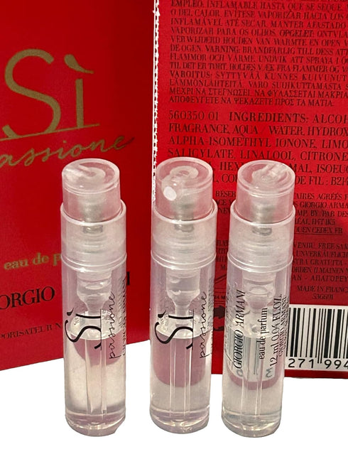 GIORGIO ARMANI Si Passione Sample Perfume Women Spray 1.2 ml / 0.04 oz - set of 3...
