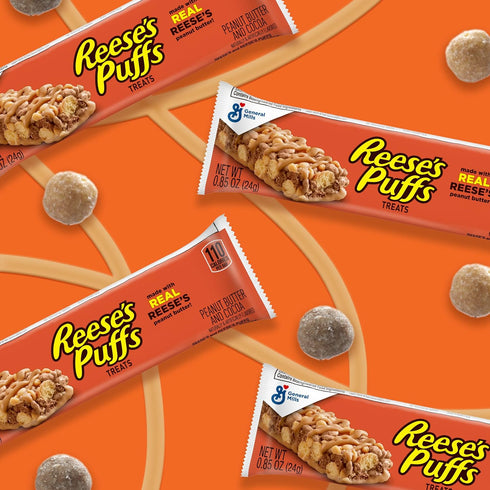 REESE'S Puffs Cereal Treat Bars, Peanut Butter and Cocoa, Snack Bars, 8 Ct, 6.8 oz...