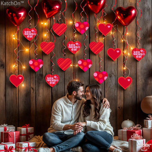 KatchOn, Red Hearts Valentines Hanging Decorations - Pack of 30, No DIY | Valentines Decorations Indoor, Hanging Hearts Decorations | Hanging Vale...