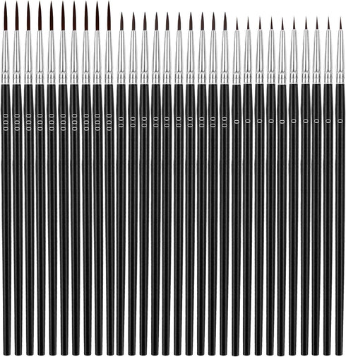 Anezus Tiny Detail Paint Brushes 30 Pcs Fine Paint Brushes Set with 3 Size #0#00#000 Liner Brush for Miniature 40k Model Crafts Watercolor Acrylic...