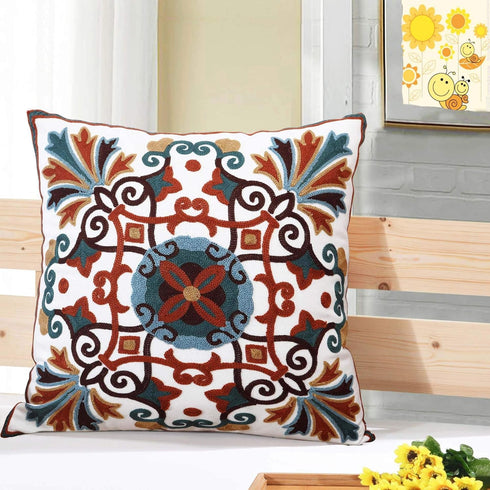 Decorative Couch Pillow Covers for Living Room 18x18 inches Set of 2 Embroidered Pattern Square Throw Pillows Case Cover for Sofa Bed Chair...