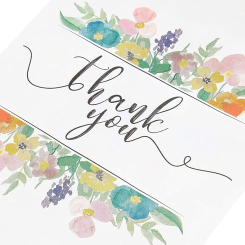 100 Pack Paper Cookie Bags - 7.5 x 5 Inch for Party Favors, Treats and Candy; Wedding Individual Bag with Floral Thank You Design & Mini Gift Pouc...