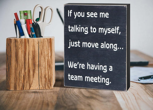 Funny Office Desk Decor Box Sign,Engineered Wood - Home Office Decorations Supplies for Women - Cute Cubicle Desk Accessories...