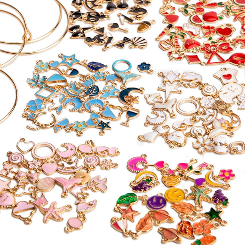 BigOtters 150PCS Enamel Charms for Jewelry Making, Enamel Charm Pendants Assorted Gold Plated Enamel Charm Set for DIY Crafts Bracelet Necklace...