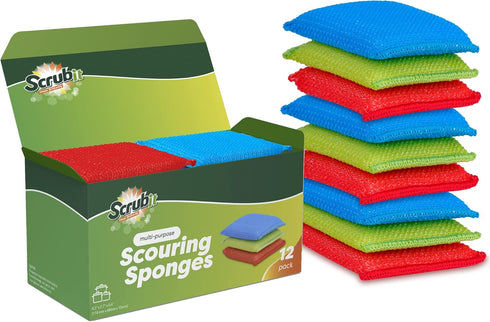 SCRUBIT Multi-Purpose Dish Scrub Sponge, Non Scratch Scouring Pads, Cleaning Sponges for pots & dishes - Pot Scrubber Sponges for Kitchen & Bathro...