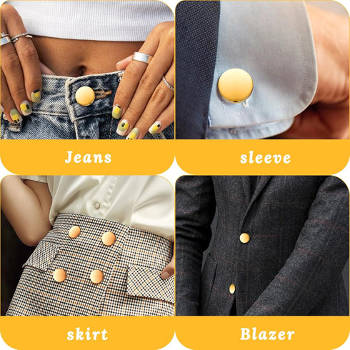 18pcs Metal Flat Button Gold Buttons for Blazers Golden Coat Buttons Round Shaped Sewing Button for Suit Coat Shirt Jackets Craft 15mm 20mm 25mm...