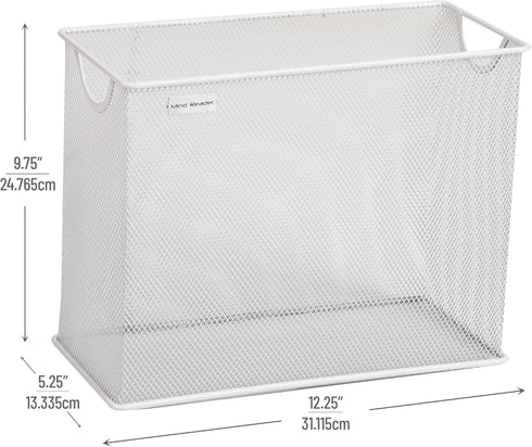 Mind Reader Vertical File Storage, Desktop Organizer, Hanging Files, Office, Metal Mesh, 12.25" L x 5.5" W x 10" H, White...