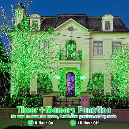 33ft 100 LED String Lights Indoor - Christmas Lights Outdoor 8 Modes Clear Wire Waterproof Plug in Twinkle Fairy Lights for Christmas St Patricks ...