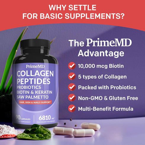 27-in-1 Hair Skin and Nails Vitamins (6180mg) w/Biotin 10000mcg - Biotin and Collagen Supplements for Men and Women - Hair Growth Vitamins, Kerati...