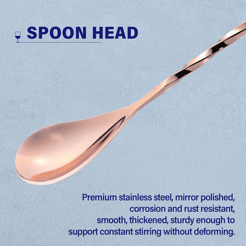 2 Pcs 12 Inches Bar Spoon, Long Handle Mixing Stirrers for Drink, Briout Stainless Steel Bar Cocktail Shaker Spoon, Rose Gold...
