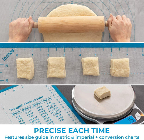 XXL Silicone Pastry Mat – Non-Slip, Easy-Clean Rolling Mat for Dough, Cookies, Pizza & Fondant – Extra Large 23.5” x 31.5” Baking Mat with Printed...