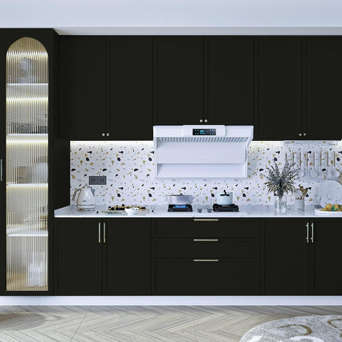 Yancorp Matte Black Wallpaper Plain Vinyl Film Self-Adhesive Shelf Liner Drawer Peel-Stick Countertop Removable (16"x194", Black)...