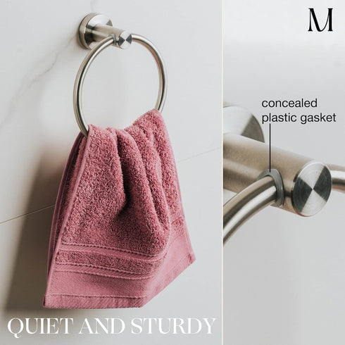 Marmolux Acc Brushed Towel Ring for Bathroom - Hand Towel Holder for Bathroom Wall - SUS304 Stainless Steel Bathroom Towel Rack Hardware Set....