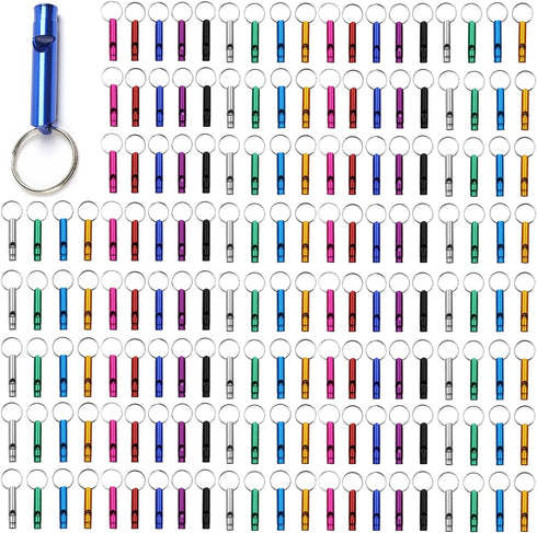 100 Pieces Emergency Whistle with Keychain Aluminum Whistle Survival Whistle Key Chain for Camping Hiking Boating Hunting Fishing...