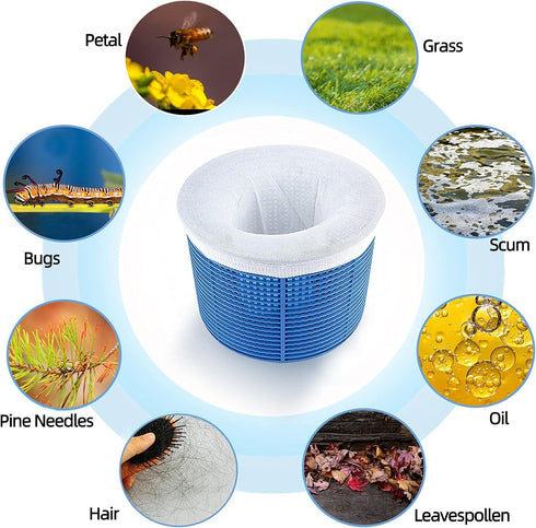 30-Pack Swimming Pool Filter Skimmer Socks for Inground & Above Ground Pool Fine Mesh Leaves Pollen Catcher Debris Pre-Filter Scum Sock, Pool Bask...