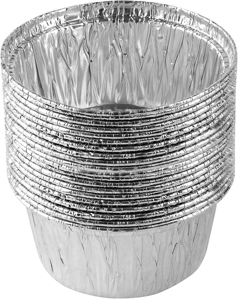 PLASTICPRO 3.5'' Inch Round Ramekins Muffin Cups Tin Foil Cupcake Pans Disposable Aluminum, Freezer & Oven Safe Pack of 20...