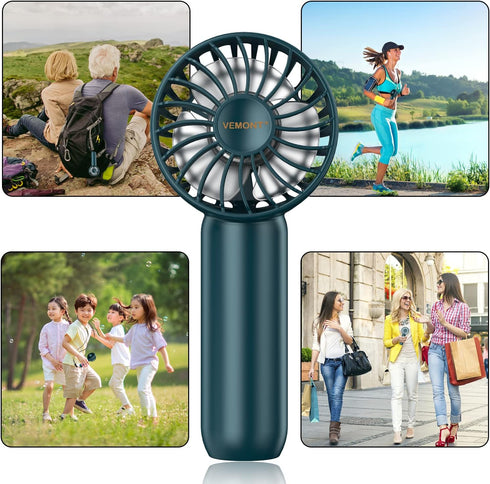 VEMONT Handheld Fan, Mini Portable Hand Fan with 2500mAh Rechargeable Battery,Personal Pocket Hand Held Fan with 3 Speeds(3-10H Working Time),Supe...