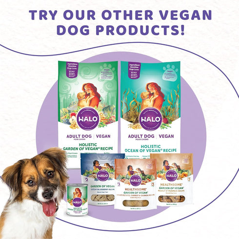 Halo Plant-Based Dog Treats with Peanut Butter and Banana, Vegan Dog Treat Pouch, 8oz bag...