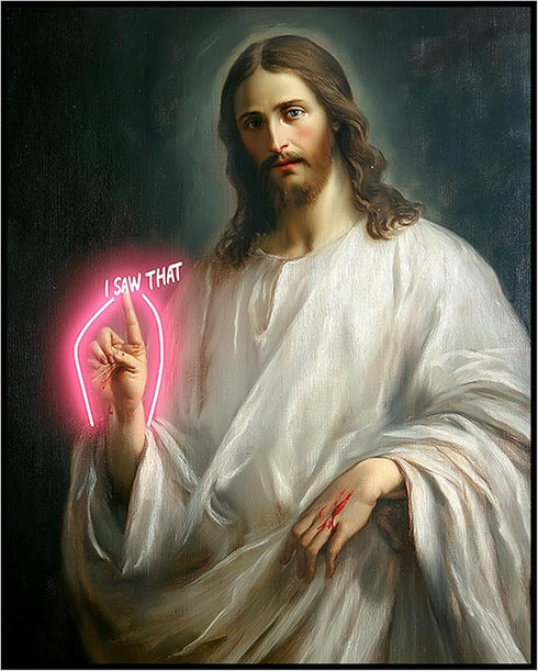 Posterizer 1 pcs-Jesus Christ saying "saw that" modern art -2-Comedy Art- Gift for Men Women Entrepreneur Teens -Living Room Bedroom Decor- unfram...
