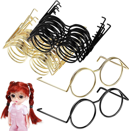 jojofuny 20pcs Doll Glasses, Miniature Dress Eyeglasses, Small Doll Costume Glasses, Miniature Round Eyeglasses, for Dolls Pets Costume Accessorie...